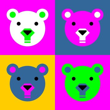Colored Bear Face