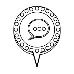 monochrome silhouette of text bubble and circular speech with contour dotted and tail vector illustration