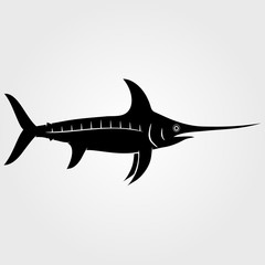 Marlin fish icon isolated on white background.