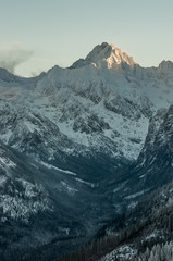 Winter panorama of Gerlach, highest peak of Tatra mountains