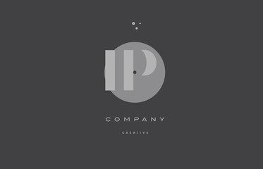 ip i p  grey modern alphabet company letter logo icon