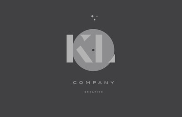 kl k l  grey modern alphabet company letter logo icon
