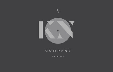 kn k n  grey modern alphabet company letter logo icon