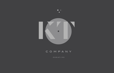 kt k t  grey modern alphabet company letter logo icon
