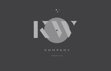 kw k w  grey modern alphabet company letter logo icon