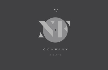 nf n f  grey modern alphabet company letter logo icon