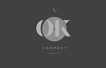 ok o k  grey modern alphabet company letter logo icon