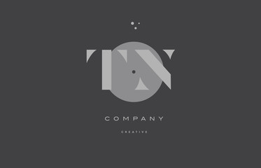 tn t n  grey modern alphabet company letter logo icon