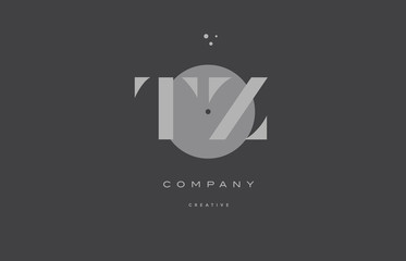 tz t z  grey modern alphabet company letter logo icon