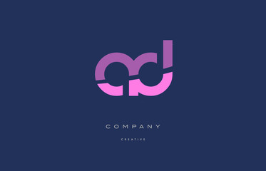 ad a d  pink blue alphabet letter logo icon