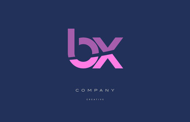 bx b x  pink blue alphabet letter logo icon