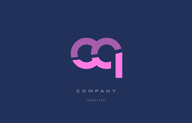 cq c q  pink blue alphabet letter logo icon