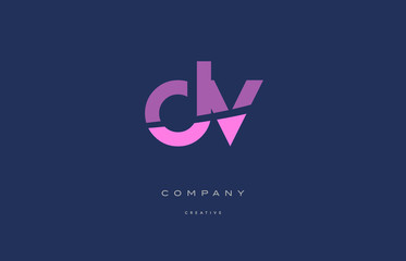 dv d v  pink blue alphabet letter logo icon