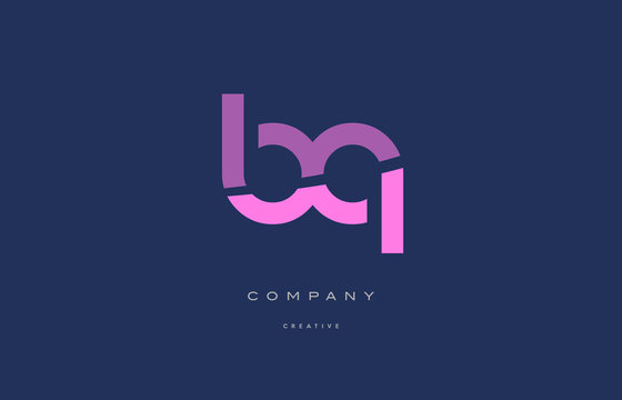 bq b q  pink blue alphabet letter logo icon