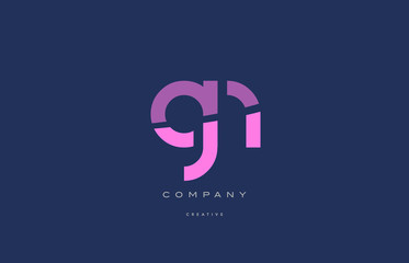 Fototapeta na wymiar gn g n pink blue alphabet letter logo icon