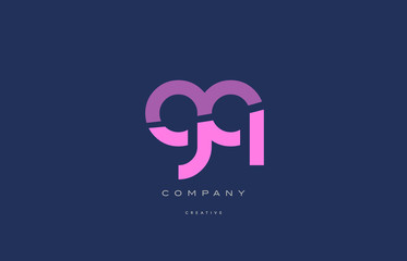 gq g q  pink blue alphabet letter logo icon