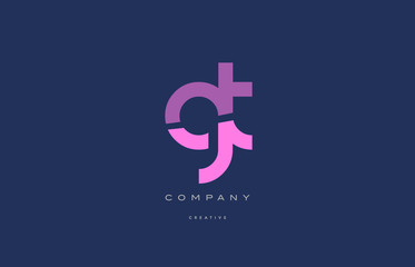 gt g t  pink blue alphabet letter logo icon