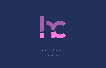 hc h c  pink blue alphabet letter logo icon