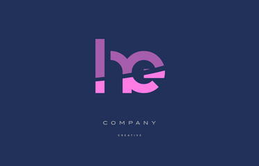 he h e  pink blue alphabet letter logo icon