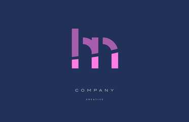 hn h n  pink blue alphabet letter logo icon