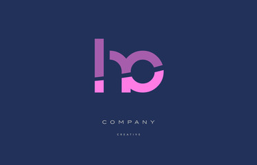 ho h o  pink blue alphabet letter logo icon