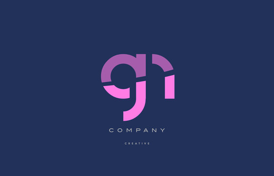 gn g n  pink blue alphabet letter logo icon