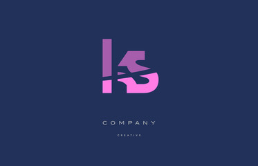 ks k s  pink blue alphabet letter logo icon