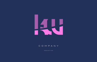 kw k w  pink blue alphabet letter logo icon