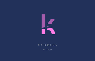 lk l k  pink blue alphabet letter logo icon