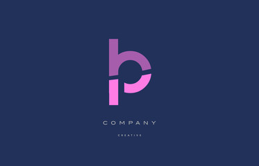 lp l p  pink blue alphabet letter logo icon