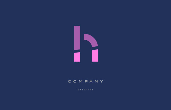 lh l h  pink blue alphabet letter logo icon
