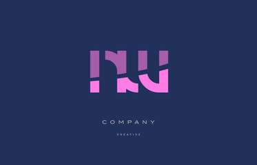 nw n w  pink blue alphabet letter logo icon