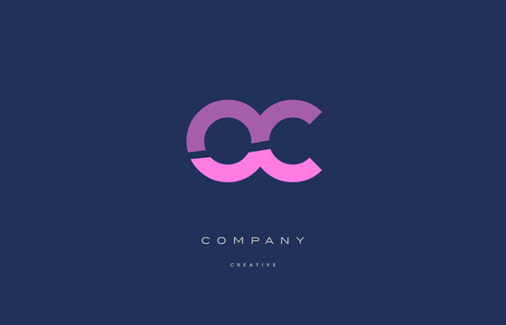 oc o c  pink blue alphabet letter logo icon