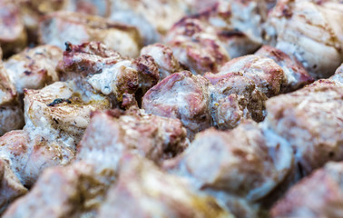 Grilled meat kebabs, planted on skewers
