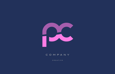 pc p c  pink blue alphabet letter logo icon
