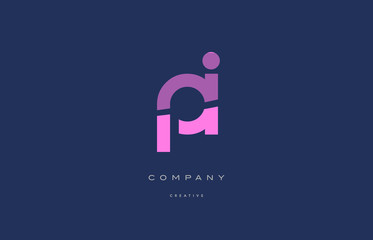 pi p i  pink blue alphabet letter logo icon - obrazy, fototapety, plakaty
