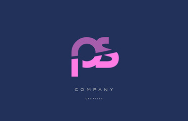 Fototapeta ps p s  pink blue alphabet letter logo icon obraz