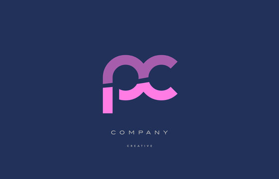 Pc P C  Pink Blue Alphabet Letter Logo Icon