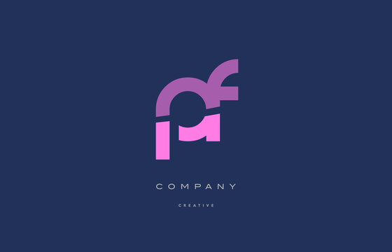 pf p f  pink blue alphabet letter logo icon