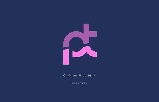pt p t  pink blue alphabet letter logo icon