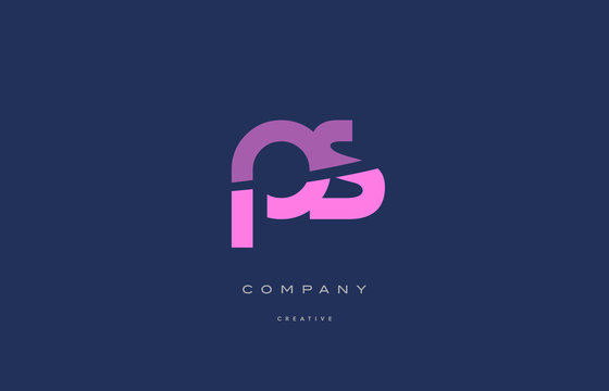ps p s  pink blue alphabet letter logo icon