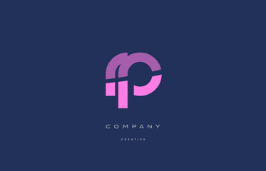 rp r p  pink blue alphabet letter logo icon