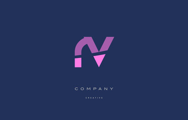 rv r v  pink blue alphabet letter logo icon