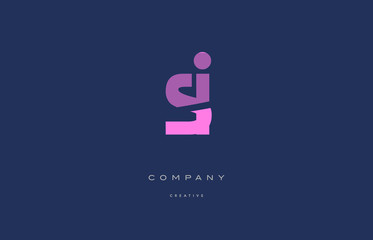 si s i  pink blue alphabet letter logo icon
