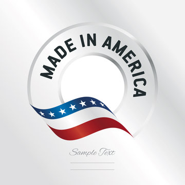 Made in America transparent logo icon silver background