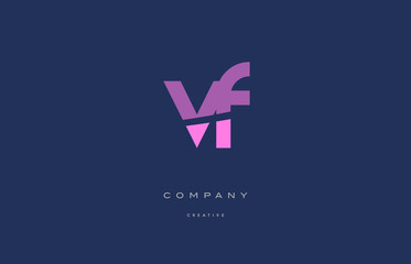 vf v f  pink blue alphabet letter logo icon