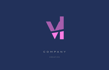 vl v l  pink blue alphabet letter logo icon