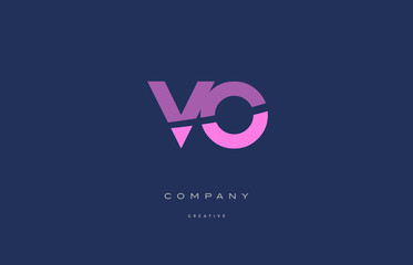 vo v o  pink blue alphabet letter logo icon