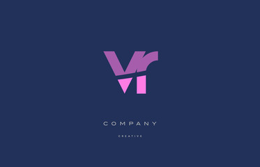 vr v r  pink blue alphabet letter logo icon