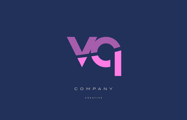 vq v q  pink blue alphabet letter logo icon